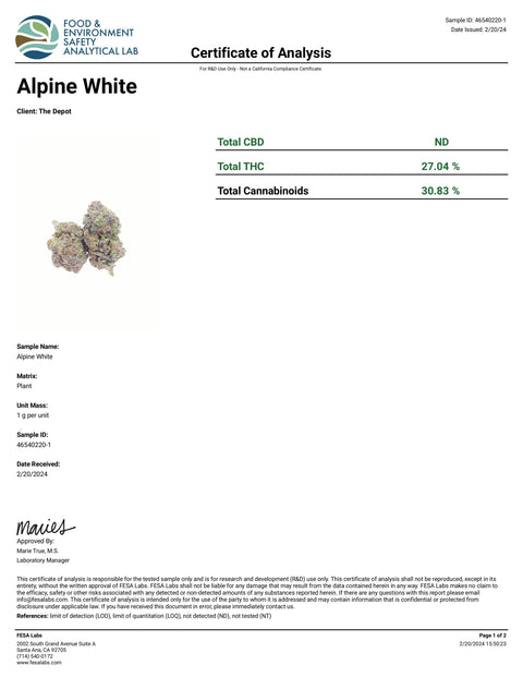 Koi Alpine White THCa Moonrocks (Sativa/50%) [3.5g]