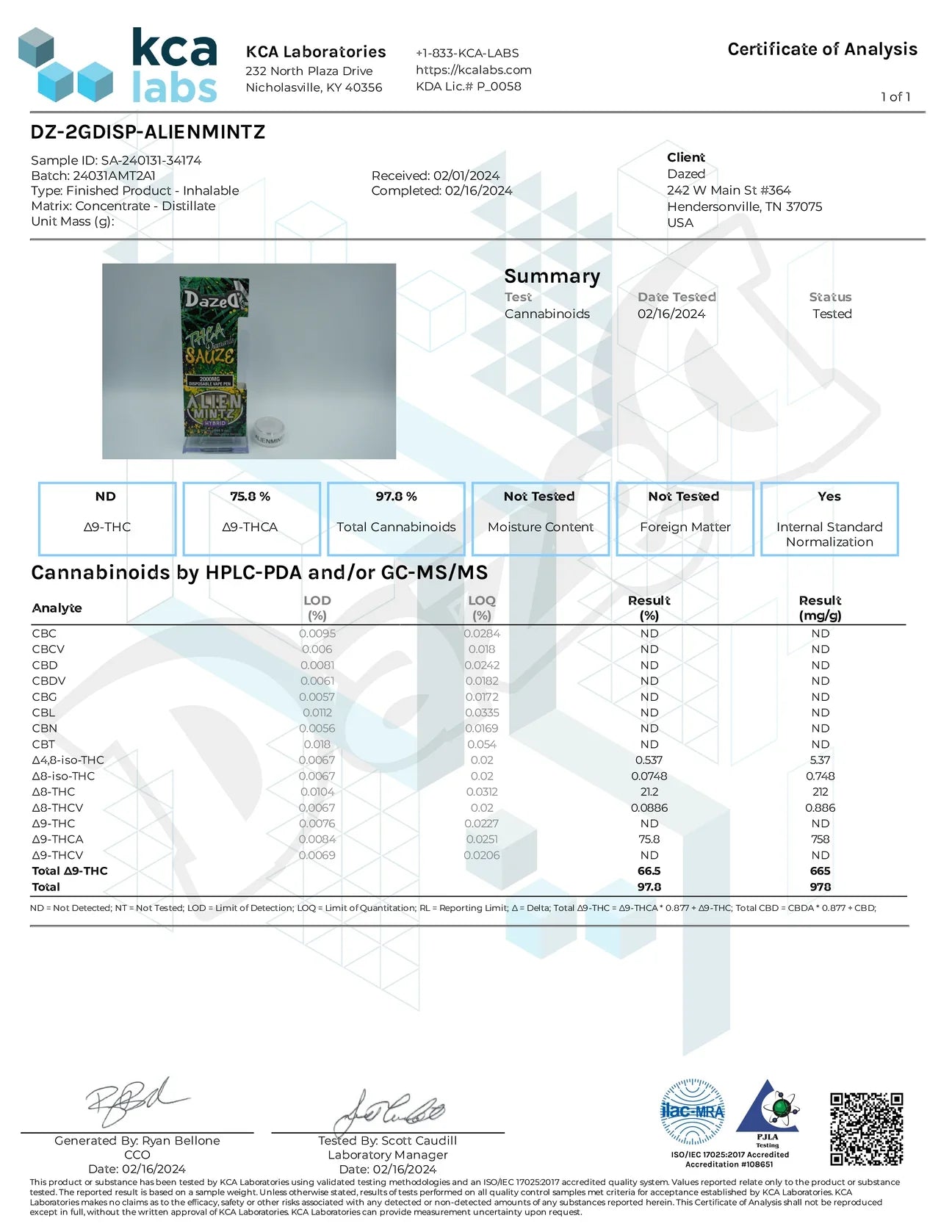 Dazed Titanz HHC Disposable(s) [2g]