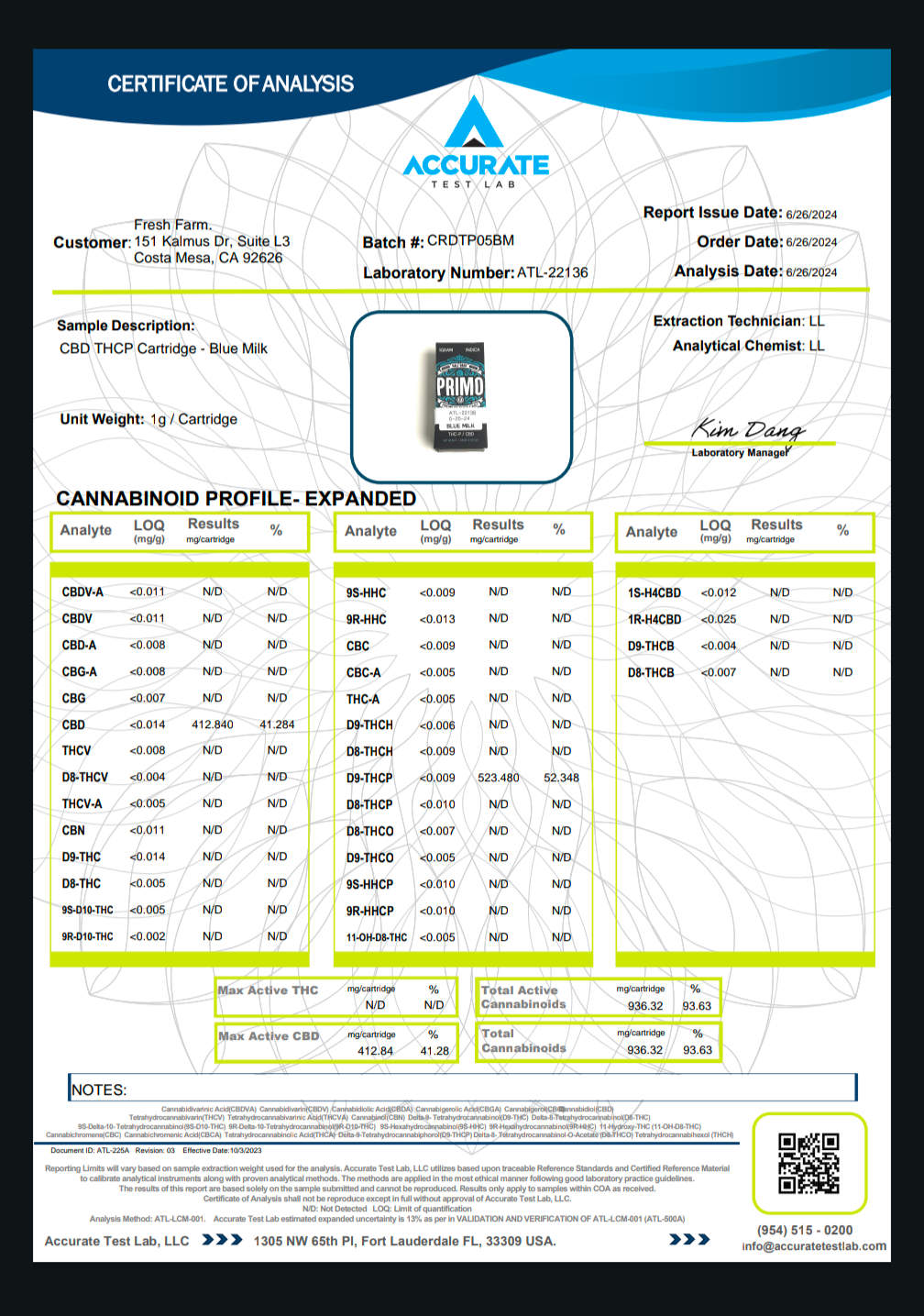 Half Bak'd Primo Cartridge(s) THCP+CBD [1g]