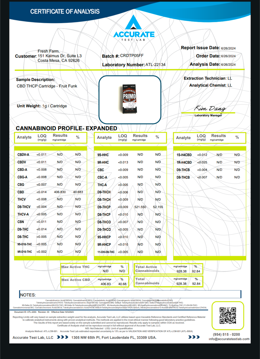 Half Bak'd Primo Cartridge(s) THCP+CBD [1g]