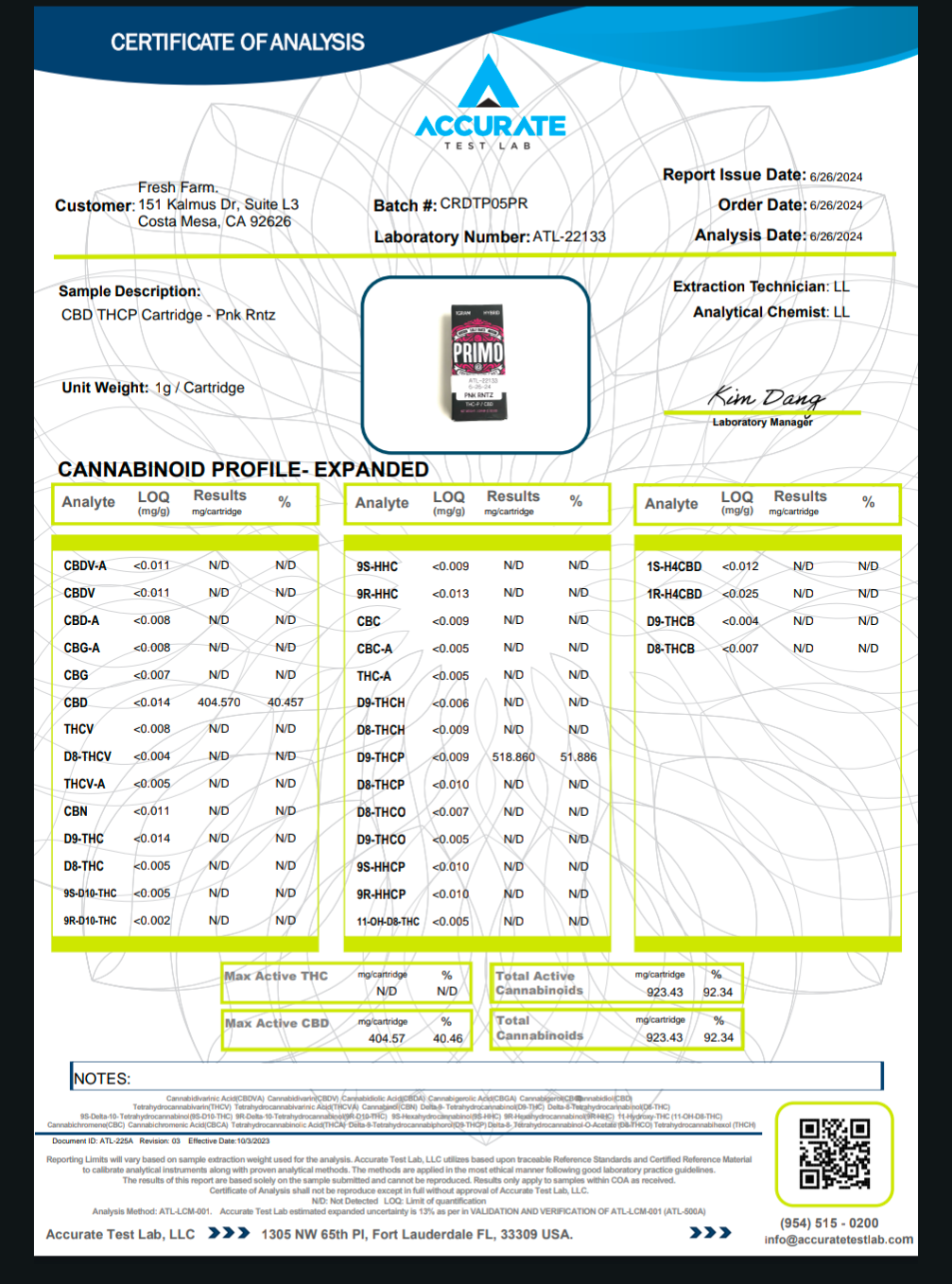 Half Bak'd Primo Cartridge(s) THCP+CBD [1g]