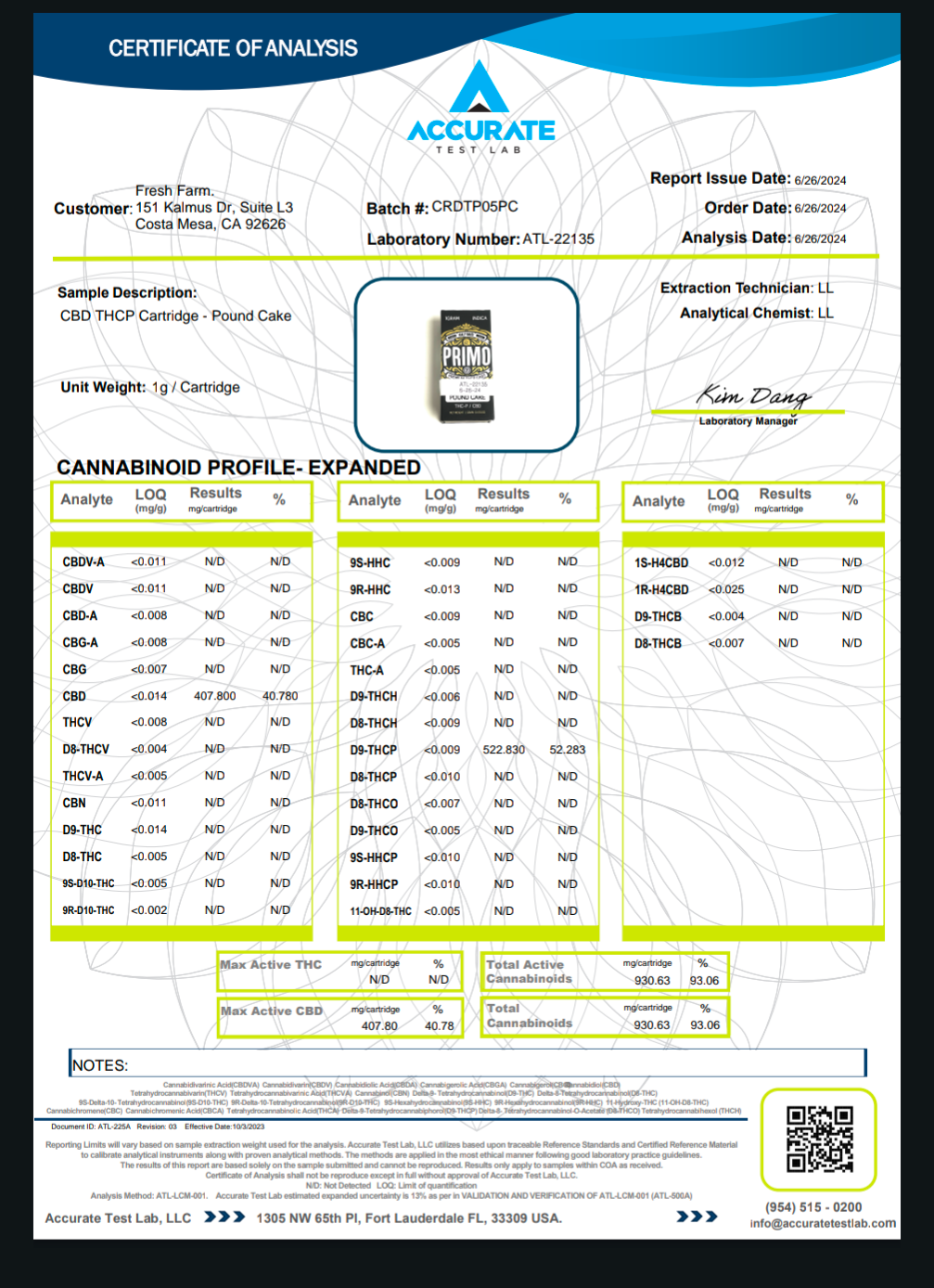 Half Bak'd Primo Cartridge(s) THCP+CBD [1g]