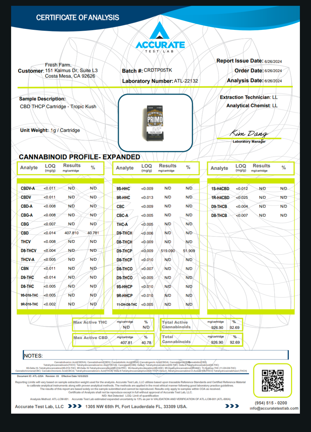 Half Bak'd Primo Cartridge(s) THCP+CBD [1g]