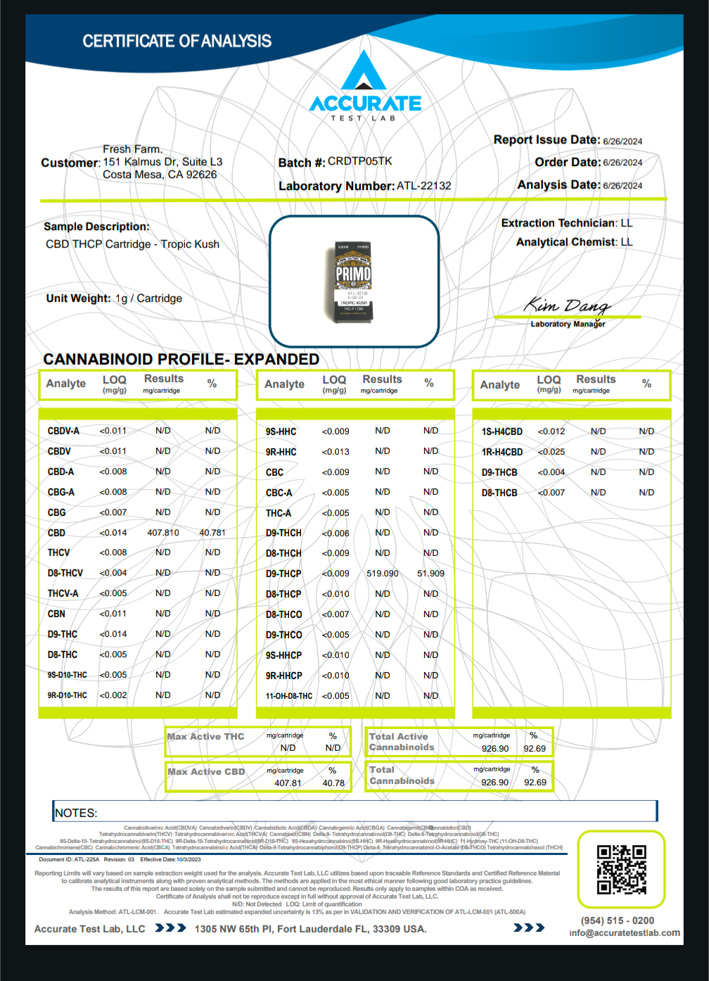 Half Bak'd Primo Cartridge(s) THCP+CBD [1g]