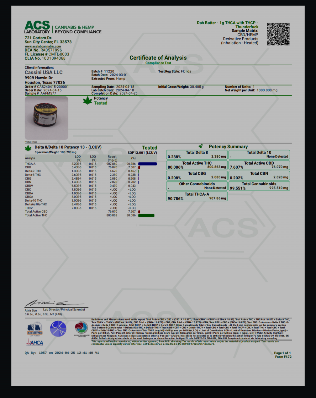 Hi on Nature Concentrate(s) Batter (THCa +THC-P) [1G]