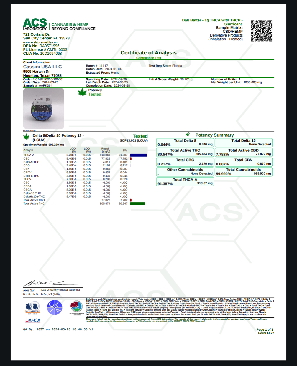 Hi on Nature Concentrate(s) Batter (THCa +THC-P) [1G]