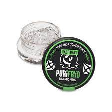 Half Bak'd PuriFryd diamond sauce concentrate in a clear glass jar with a black and green branded lid