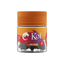 Koi Premium Indoor THCa Flower(s) in a clear jar with an orange ribbed lid, colorful label, and visible dark flower