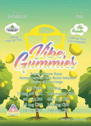 Wasatch Vibe Gummies Super Lemon Haze (Indica) (10mg/10ct)