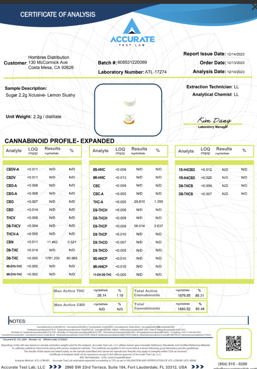 Sugar Xclusive Blend Disposables (THCa+THC-B+THCa-9+Delta-9-P) [2.2g]