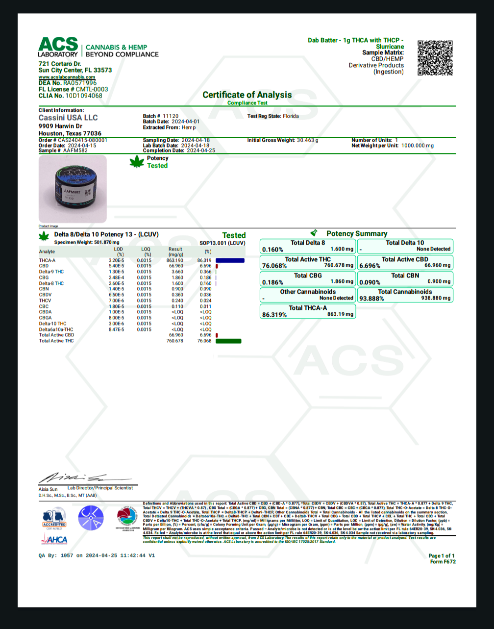 Hi on Nature Concentrate(s) Batter (THCa +THC-P) [1G]