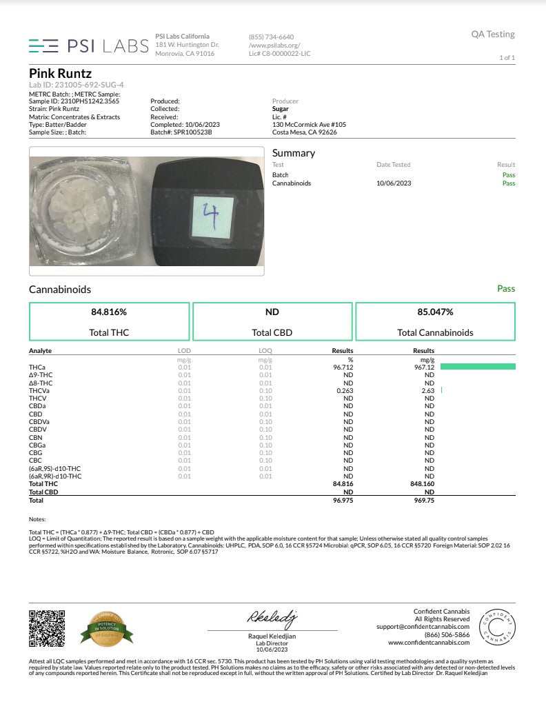 Sugar Diamonds Dab Concentrates shown as pale granular extract in a clear container beside a black-lidded sample jar